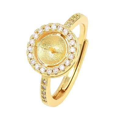 Brass Micro Pave Cubic Zirconia Adjustable Ring Components KK-CBAC351-01G-1