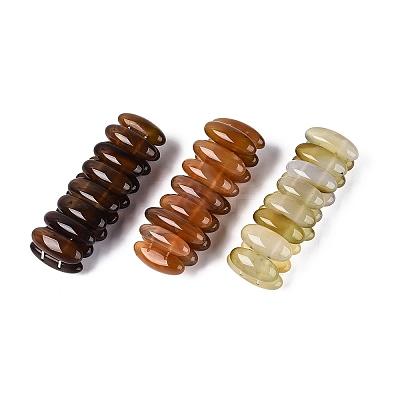 Oval Natural Agate Beaded Stretch Bracelets for Women Men G-Q601-23I-1