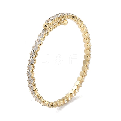 Brass Micro Pave Cubic Zirconia Cuff Bangles BJEW-D039-08G-1