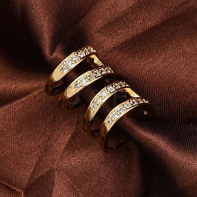 Rack Plating Brass Micro Pave Clear Cubic Zirconia Cuff Earrings for Women EJEW-C125-24A-G-1