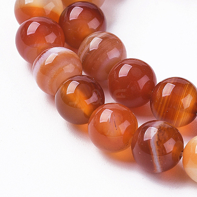 Natural Striped Agate/Banded Agate Beads Strands G-G582-8mm-59-1