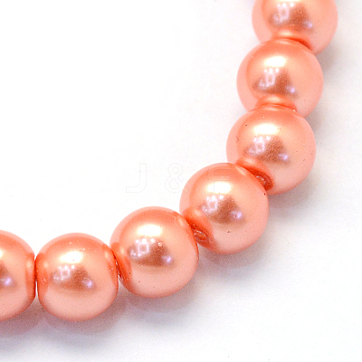 Baking Paint Pearlized Glass Pearl Round Bead Strands LS-HY-Q330-8mm-77-1