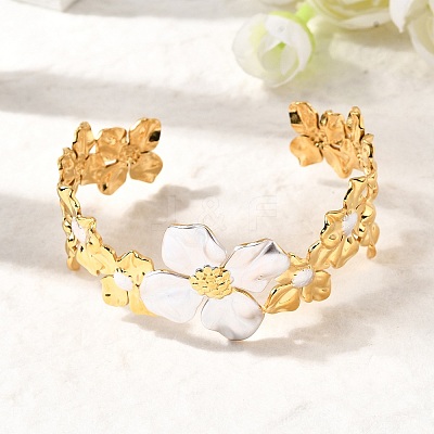 304 Stainless Steel Cuff Bangles for Women BJEW-F509-03E-G-1