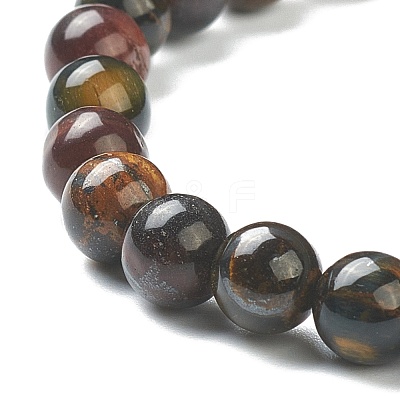 Natural Tiger Eye Beaded Stretch Bracelets BJEW-A117-B-43-1