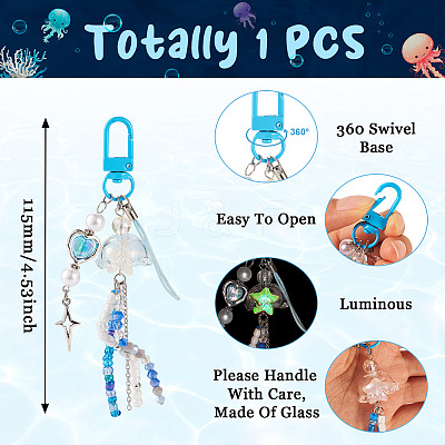 Jellyfish Glass & Acrylic Pendant Decorations HJEW-TAC0032-1