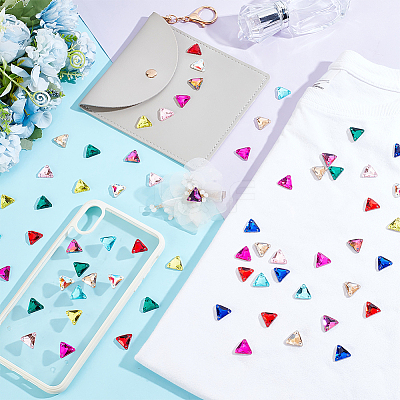 100Pcs 10 Colors Triangle Shape Sew on Rhinestone GLAA-GA0001-59-1