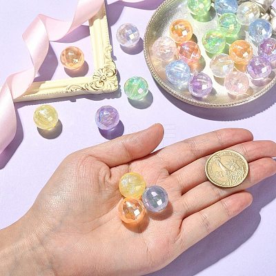 30Pcs Rainbow Iridescent Plating Acrylic Beads TACR-CJ0001-52-1