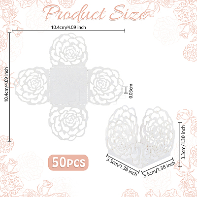 50Pcs Rose Flower Window Paper Candy Packaging Boxes CON-OC0001-78C-1
