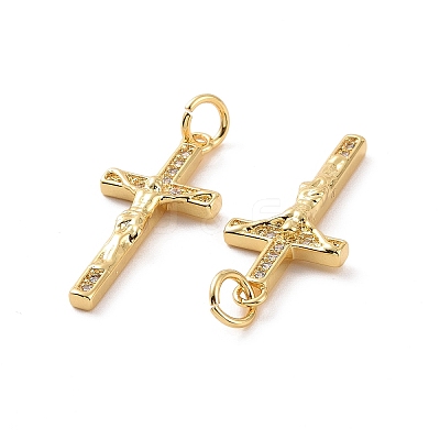 Rack Plating Brass Micro Pave Cubic Zirconia Pendants KK-C008-37G-1