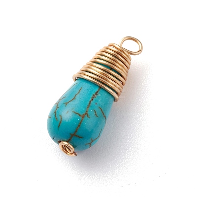Synthetic Turquoise Pendants PALLOY-JF00805-1