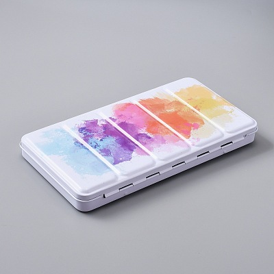 Empty Watercolor Paint Palette Tinplate Box AJEW-WH0248-93-1