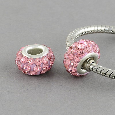 Polymer Clay Grade A Rhinestone Rondelle European Beads RB-S023-10-1