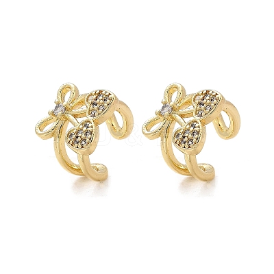 Brass Micro Pave Clear Cubic Zirconia Cuff Earrings EJEW-Q045-02G-1