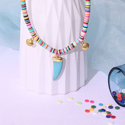 Flat Round Handmade Polymer Clay Beads CLAY-R067-8.0mm-19-1