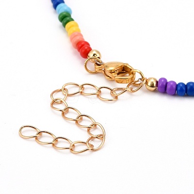 Glass Seed Beads Beaded Necklaces NJEW-JN03501-1