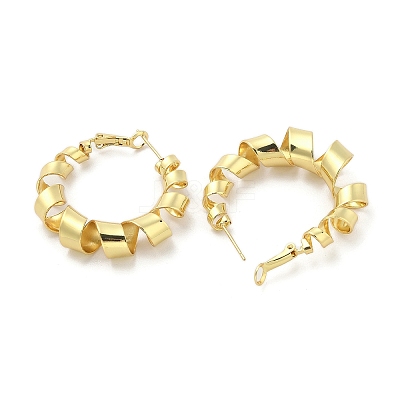 Brass Wrapped Hoop Earrings EJEW-M260-05G-1