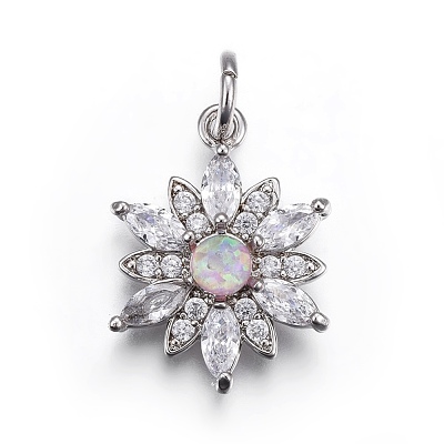 Brass Micro Pave Cubic Zirconia Pendants ZIRC-F091-02-P-1