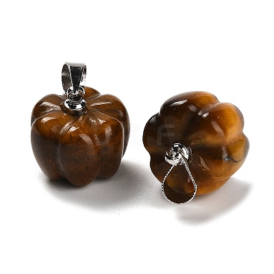 Natural Tiger Eye Pumpkin Charms G-K338-27P-01-1