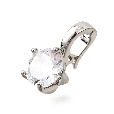 Brass Micro Pave Cubic Zirconia Charms KK-D356-05A-P-1