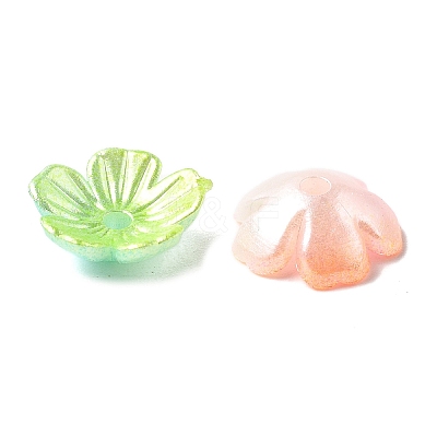 Gradient Color Acrylic Bead Caps X-OACR-Z028-01-1