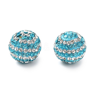 Stripe Pattern Polymer Clay Rhinestone Beads CLAY-NH0001-01D-1