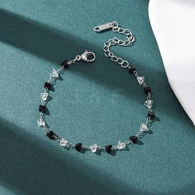 Glass Triangle Beads Link Bracelets BJEW-G774-04P-1