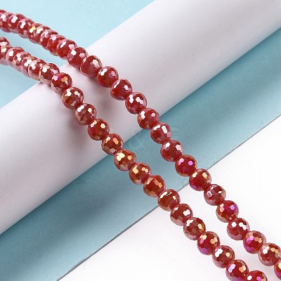 Electroplate Opaque Solid Color Glass Beads Strands GLAA-E036-11E-1