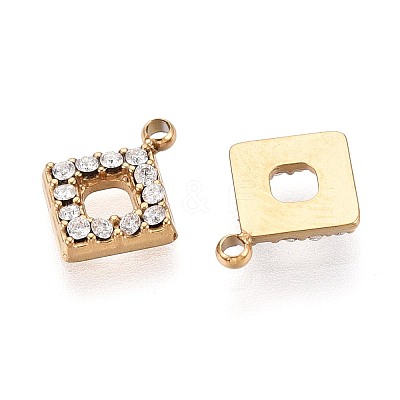 304 Stainless Steel Micro Pave Cubic Zirconia Charms STAS-N115-47G-1