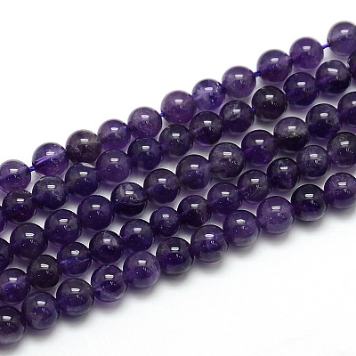 Natural Amethyst Round Bead Strands X-G-L170-6mm-01-1