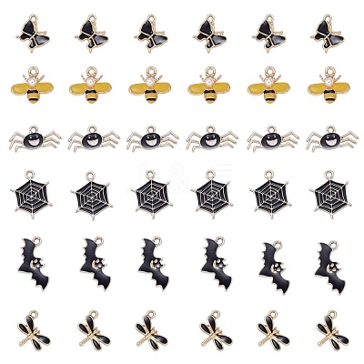 36Pcs 6 Style Light Gold Plated Alloy Pendants ENAM-ZZ0001-05-1