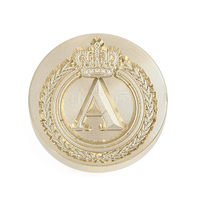 Golden Tone Crown Initial Wax Seal Brass Stamp Heads AJEW-A065-01A-1