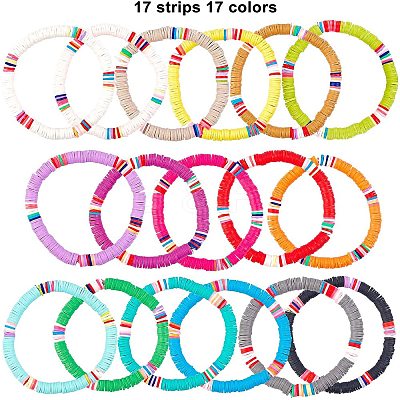 Handmade Polymer Clay Heishi Beads Stretch Bracelets BJEW-GA0001-01-1