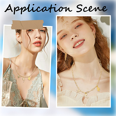 10Pcs Stainless Steel Paperclip Chain Necklaces for Women Men NJEW-SC0001-38G-1