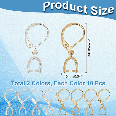 10 Pair 2 Color Brass Leverback Earring Findings EJEW-AB00046-1