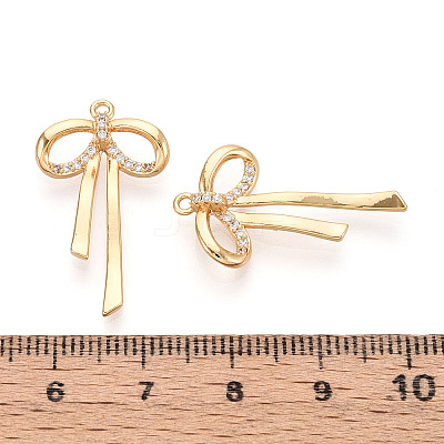 Brass Micro Pave Clear Cubic Zirconia Pendants KK-T078-08G-01-1