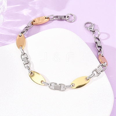 304 Stainless Steel Oval Link
Chain Bracelets for Women Men BJEW-F527-08A-GP-1