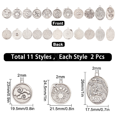 22Pcs 11 Style Tibetan Style Alloy Pendant Enamel Settings FIND-SC0002-23-1