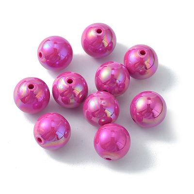 Pearlized Plastic Round Beads KY-WH0004-06H-1