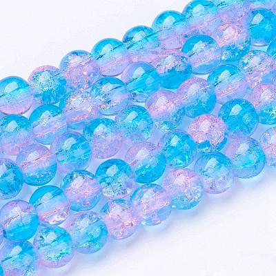 Spray Painted Crackle Glass Beads Strands CCG-Q001-6mm-19-1