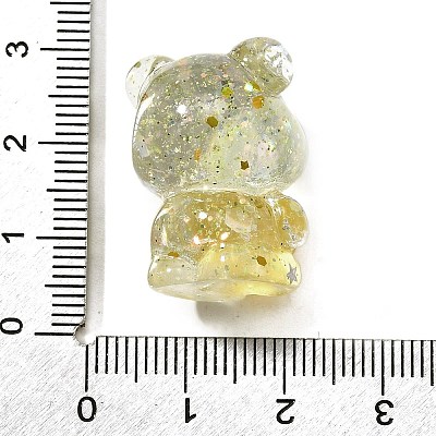 Transparent Resin Little Bear Ornament RESI-S015-01G-1