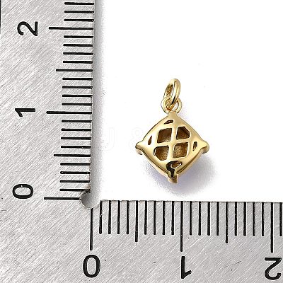 Rhombus Brass with Glass Charms KK-G525-02G-02-1