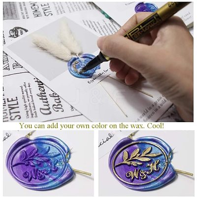 Brass Wax Seal Stamp AJEW-CP0002-05-90-05-1