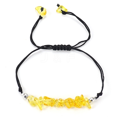 Natural Citrine Braided Bead Bracelets PW-WG14195-07-1