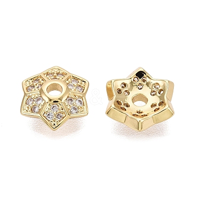 Brass Micro Pave Clear Cubic Zirconia Bead Caps KK-Q071-13G-02-1