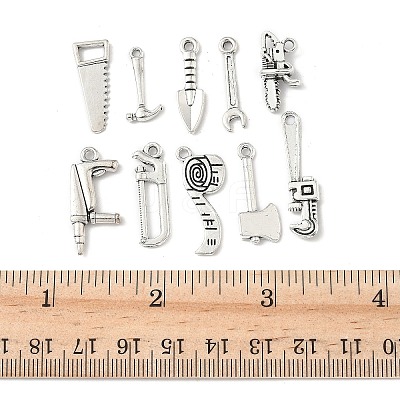 50Pcs 10 Styles Tibetan Style Alloy Pendants TIBE-FP0001-13-1