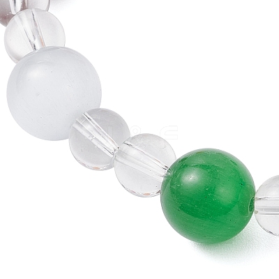 4Pcs 4 Colors Cat Eye & Synthetic Quartz Crystal & Natural Carnelian(Dyed & Heated) & Natural Rose Quartz & Natural Green Aventurine Round Beaded Stretch Bracelet Sets BJEW-JB12246-1