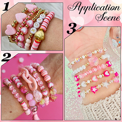 750Pcs 3 Colors Heart Acrylic Beads TACR-SP0001-40-1