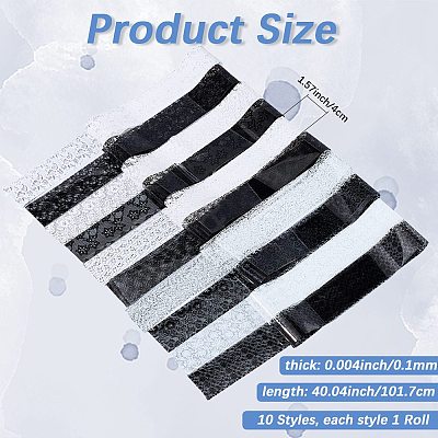 10 Rolls PET Lace Flower Nail Foils Floral Transfer Paper STIC-WH20010-16B-1