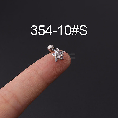 316L Stainless Steel Micro Pave Cubic Zirconia Cartilage Earrings WG094CA-10-1