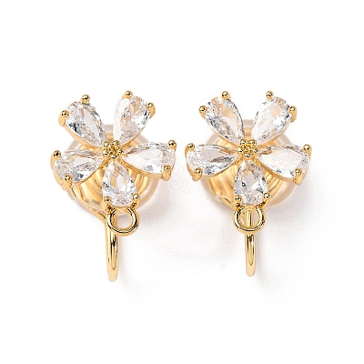 Brass Micro Pave Cubic Zirconia Ear Cuff Findings KK-F898-19B-G-1